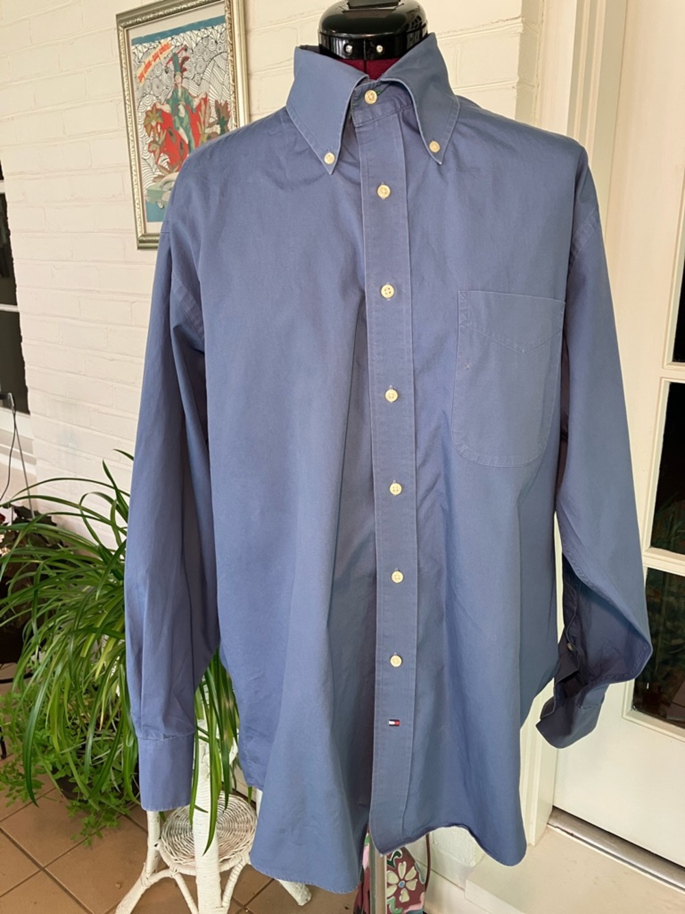 Tommy Hilfiger Men's Button-Down Shirt in Slate Blue 17 34/35